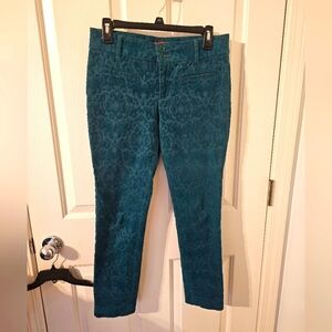Anthropologie Cartonnier Charlie Green Velvet Ankle Pants Size 4